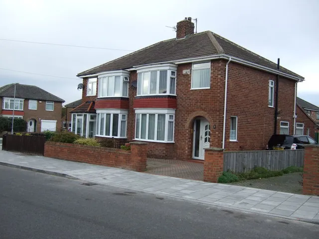 Bay-fronted semi-detached houses on Lodore Grove, Kader, Middlesbrough