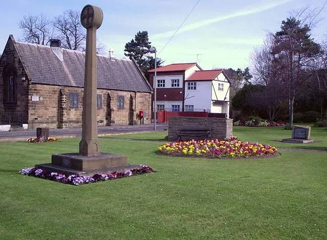 The green and memorial cross in Marton village, Middlesbrough