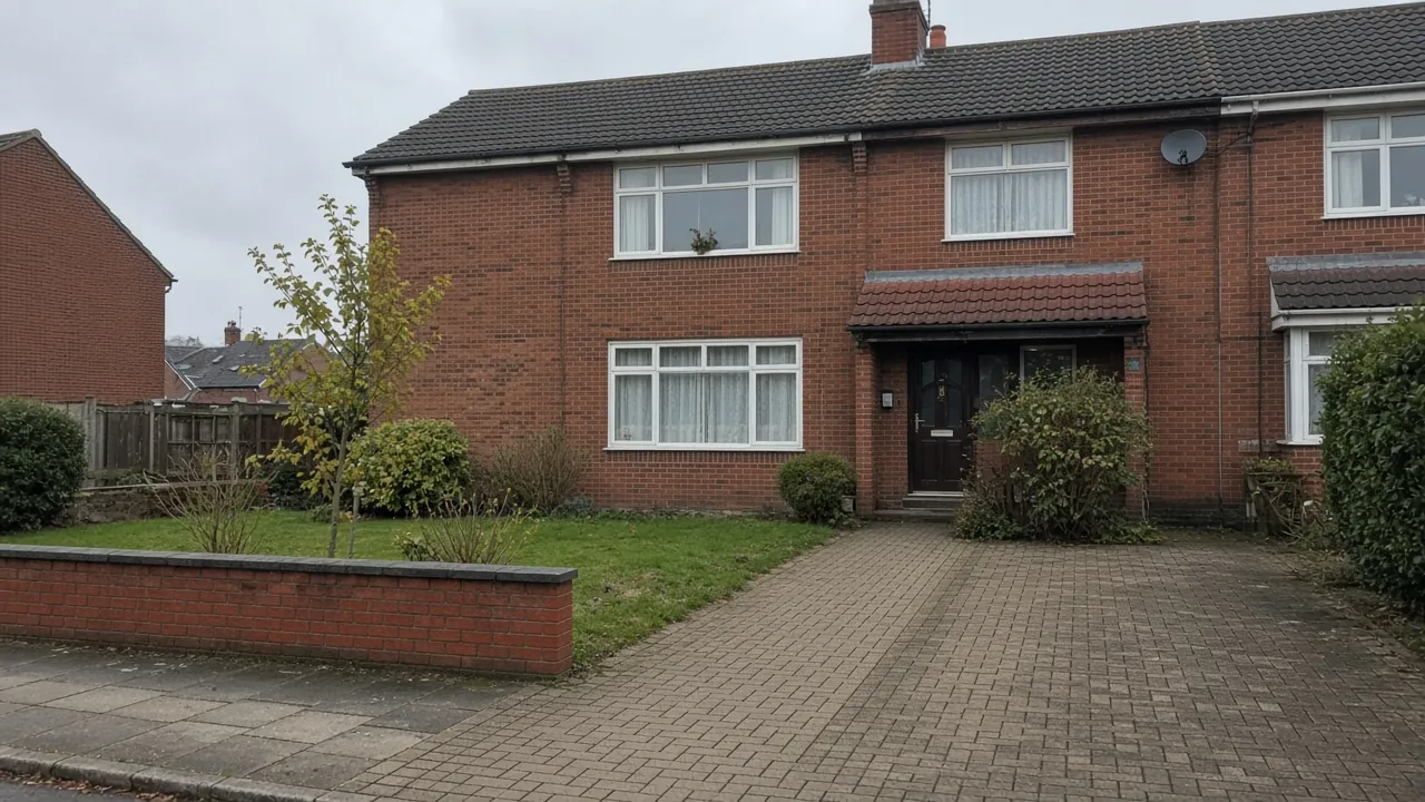 Widened driveway where new block paving joins the original strip