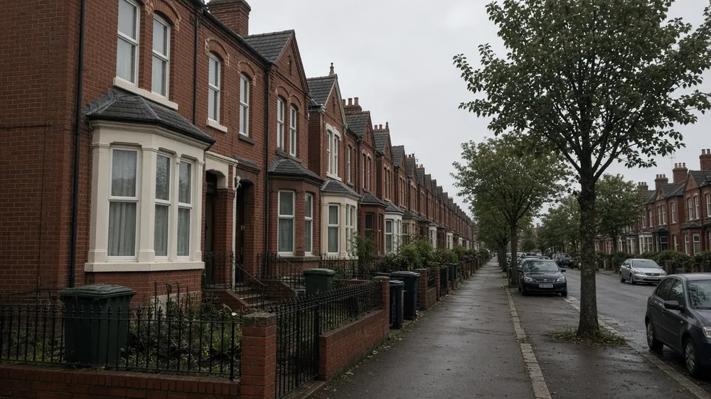 Victorian terraced street in Linthorpe with on-street parking and small walled front yards