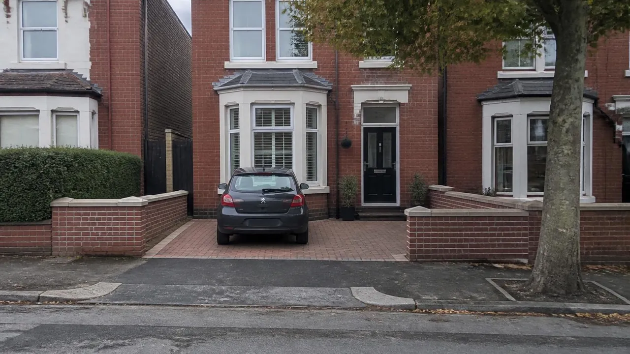 Victorian bay-fronted house in Linthorpe with a small paved front yard behind a low wall