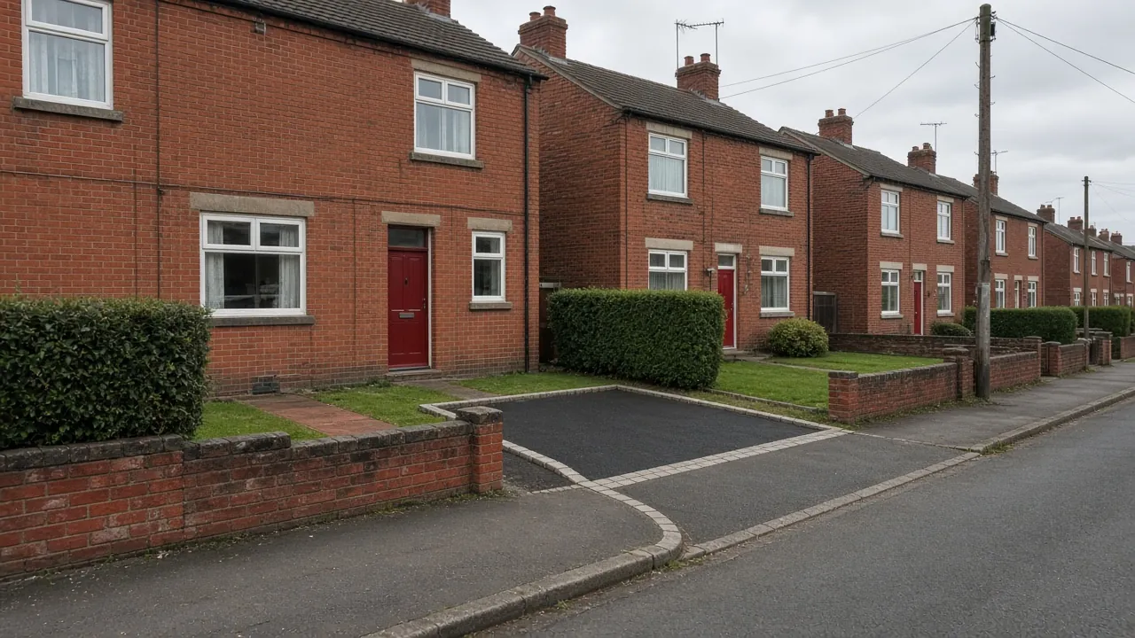 Example image: a terraced house in Park End with its front garden turned into a tarmac parking space